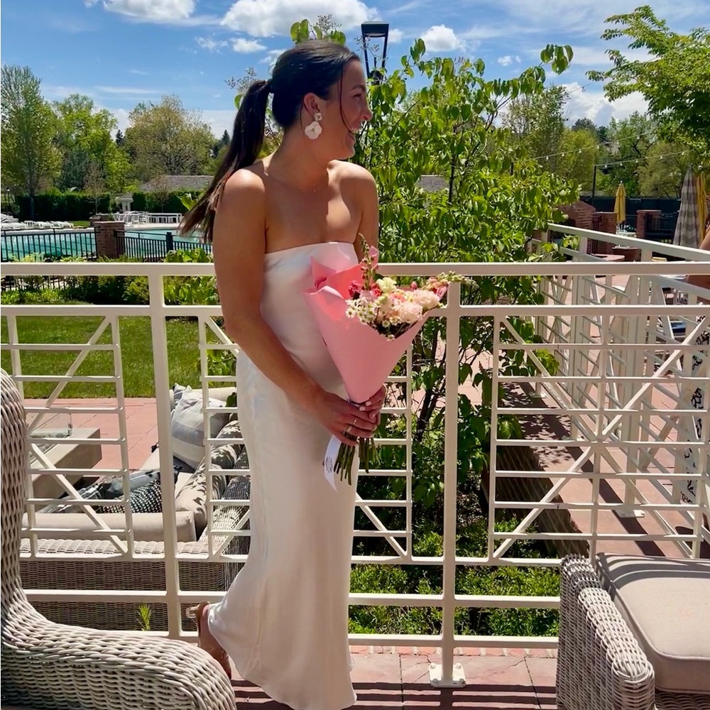 Bec and Bridge moon dance strapless dress in ivory